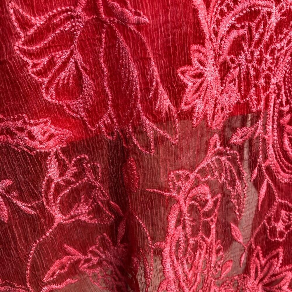 Soft Surroundings bright pink sheer embroidered floral overlay tunic top Medium - Picture 5 of 15